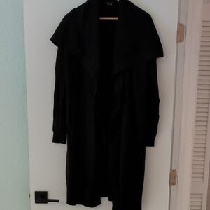 Theory Black long Line Cashmere Cotton Blend Square Neckline Women's Cardigan S